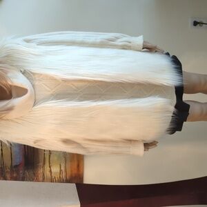 White Faux Fur Vest, with a wool sweater. Size S.